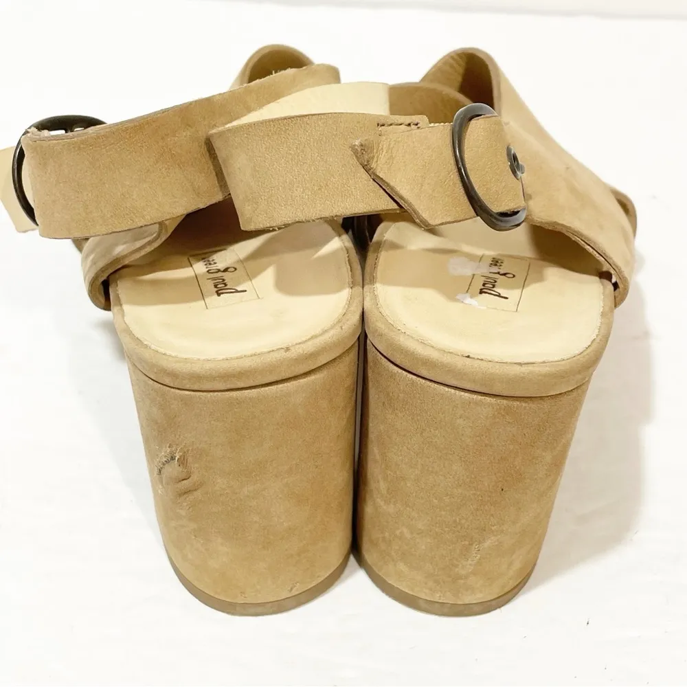 Paul Green Women's Retro Leather Crisscross US 6 Tan Brown Slingback Heels - Image 5