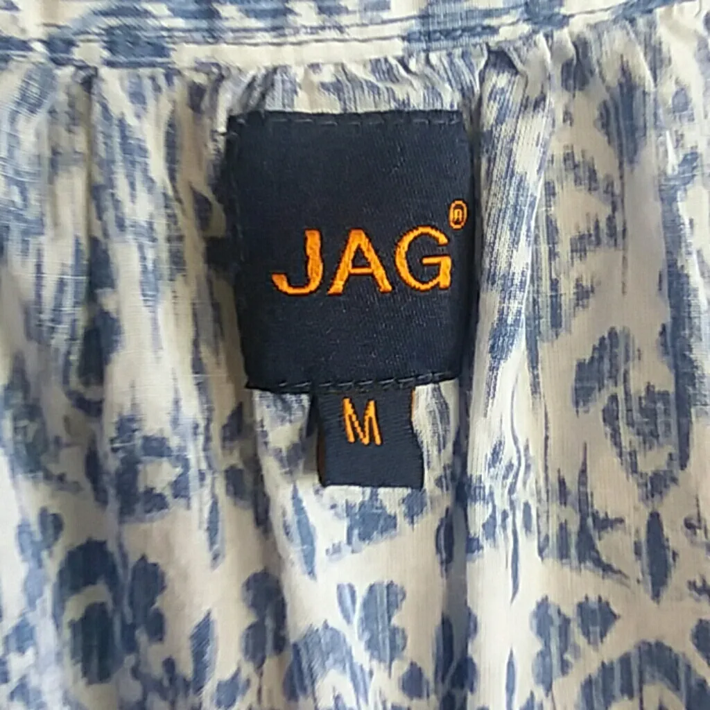 Jag 100% Cotton Blue Flowy Top Size M - Image 5