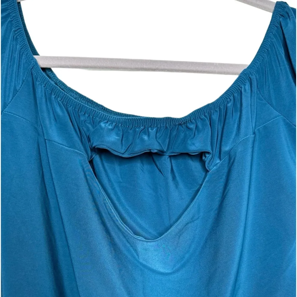 BooHoo Teal Bodysuit Neckline Peek a Boo Cut Out Detail Size 16 - Image 3