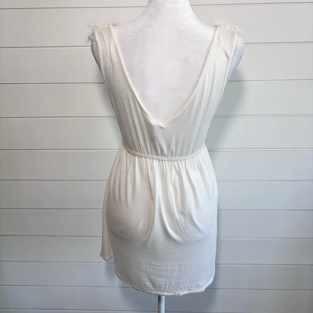 Robin K‎ Women's Feather Fringe White Top. Size M - Image 3