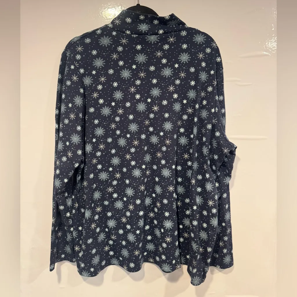 Northcrest‎ snowflake Christmas turtle neck Blue Size L - Image 3