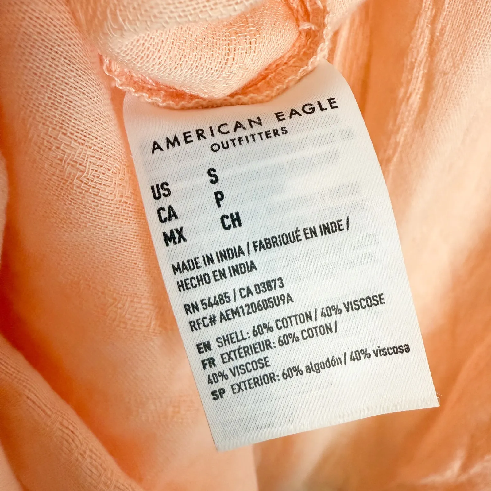 American Eagle Womens Perfect Button Up Shirt Peach Long Sleeve Relaxed Size‎ S - Image 13