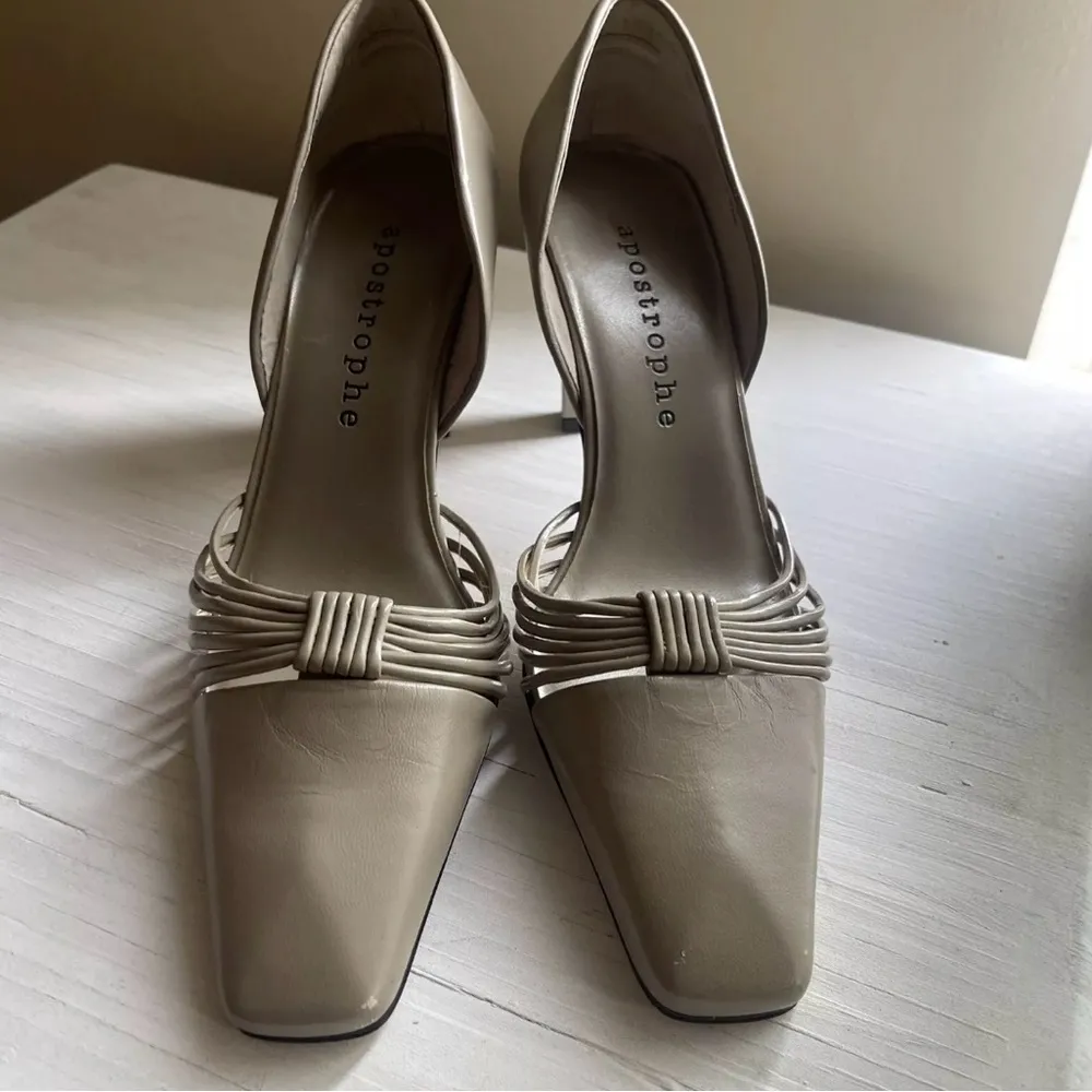 vintage leather upper pointed - toe pumps heels 7 U.S size tan - Image 2