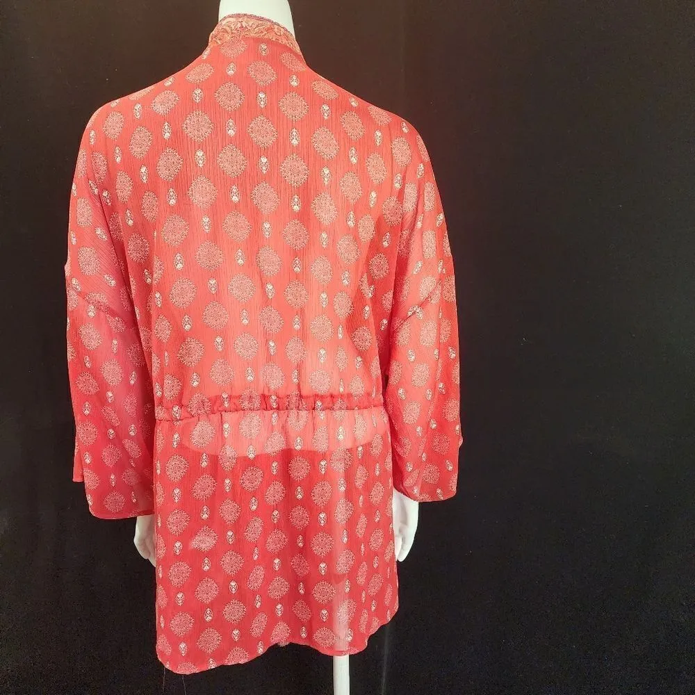Xhilaration Red & White Sheer Kimono (M/L) - Image 6