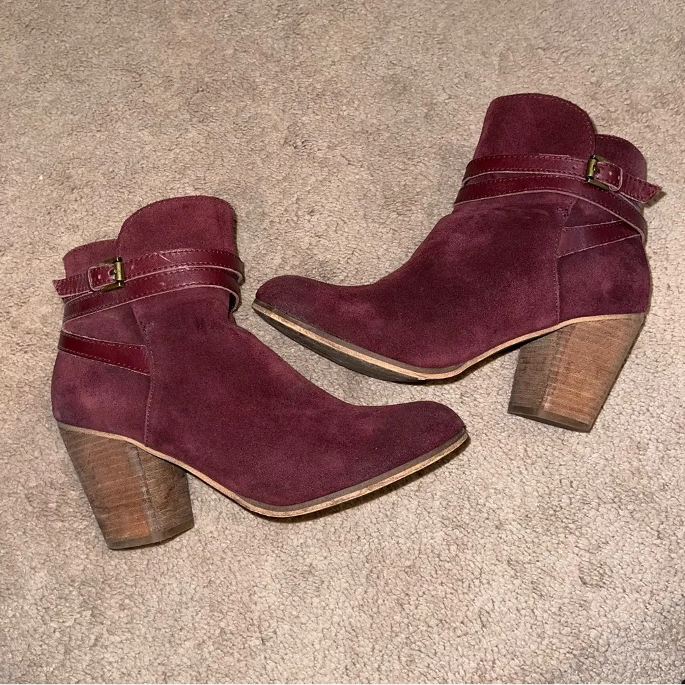 BP Tandem Ankle Boots Bootie Size 8 Burgundy Maroon Shoes Zip Closure Nordstrom - Image 4