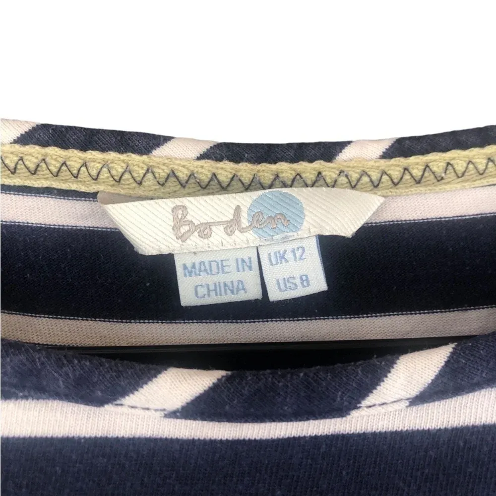 Boden navy blue off white striped shift tunic dress nautical old money fisherman Size 8 - Image 3