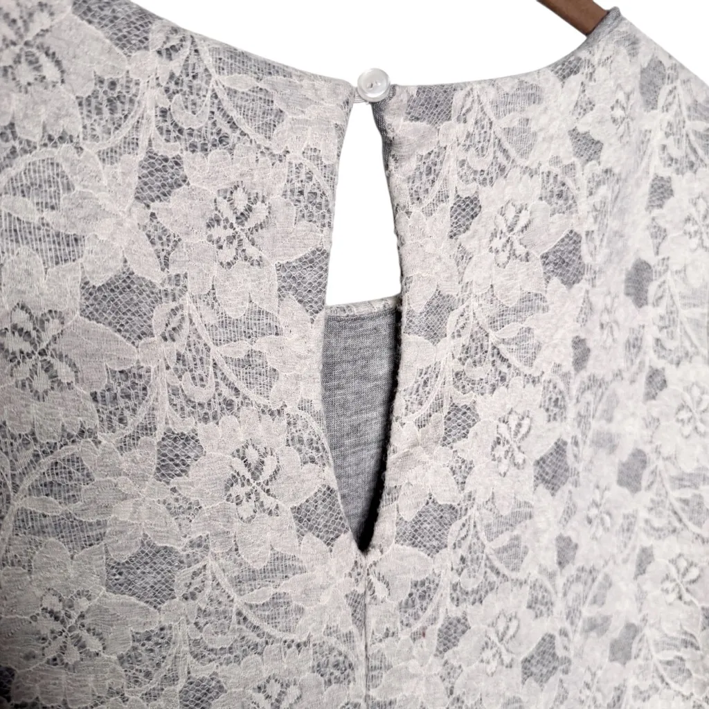 Paper Crane Gray Floral Print Boxy Mini Dress SZ M - Image 4