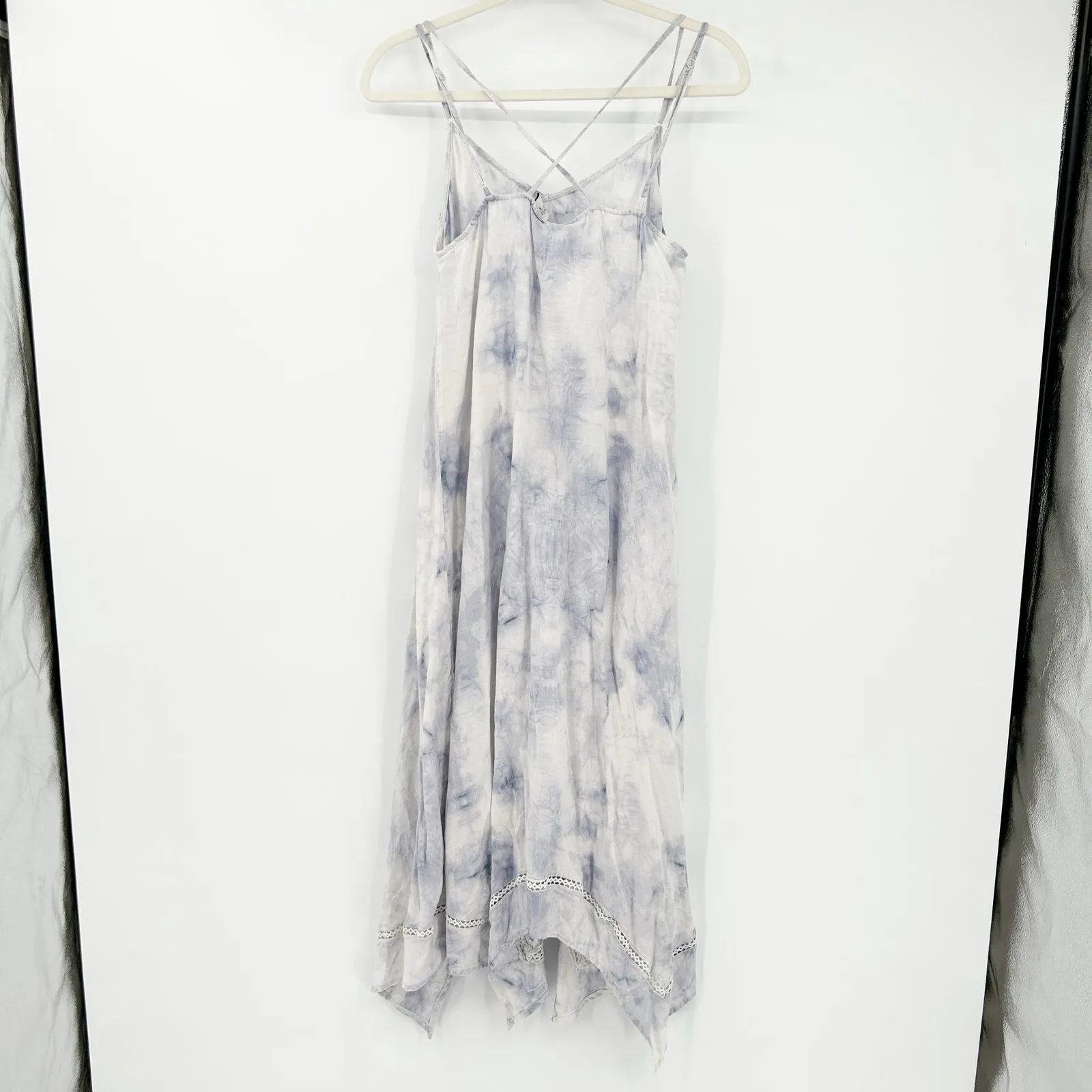 Rachel Zoe Boho Beachy Linen Blend Handkerchief Hem Tie Dye Summer Dress‎ Size S - Image 10