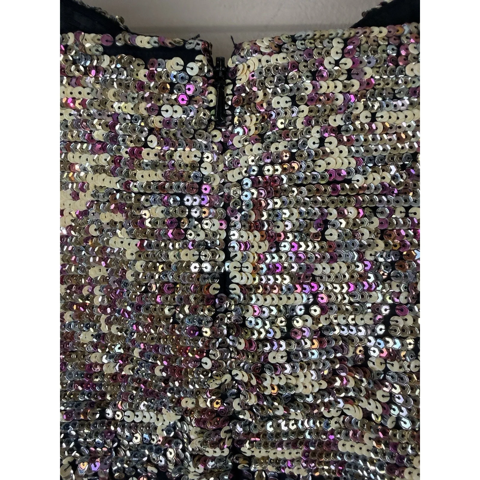 Sherri Hill Women’s Mini Dress Size 14 Strapless Sweetheart Tornasol Sequins - Image 8