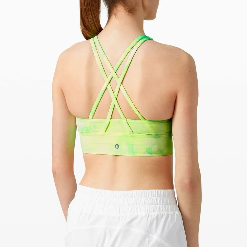 Lululemon Energy Bra High Neck Long Line Shibori Green Medium Support Size 4 - Image 4