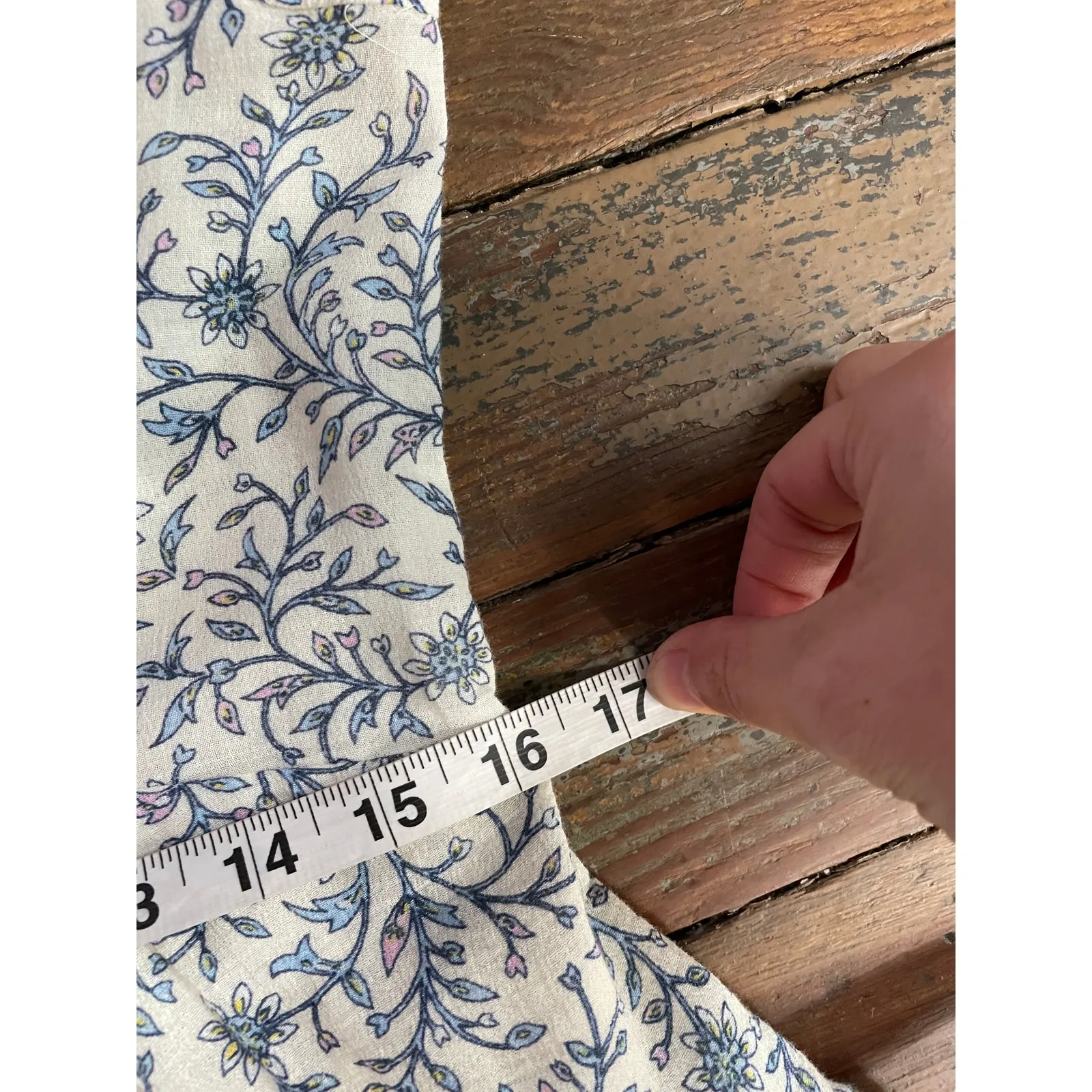 Xirena Blue Floral Cotton Mini Dress Open Back Tie Cottagecore Small White - Image 14