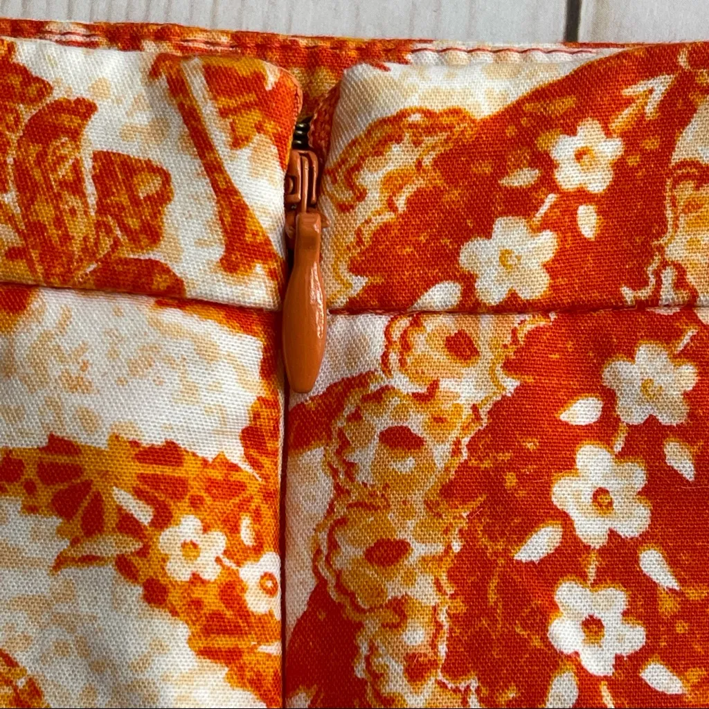Michael Kors Orange Floral Pattern Mini Skirt  Size 4 - Image 7