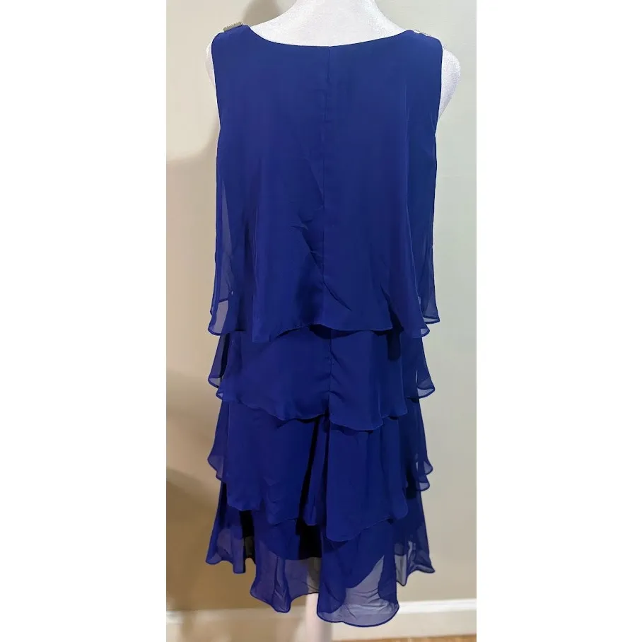 SLNY Tulip Tiered Chiffon Cocktail Dress with Barrel Pins Size 6 NWT - Image 3
