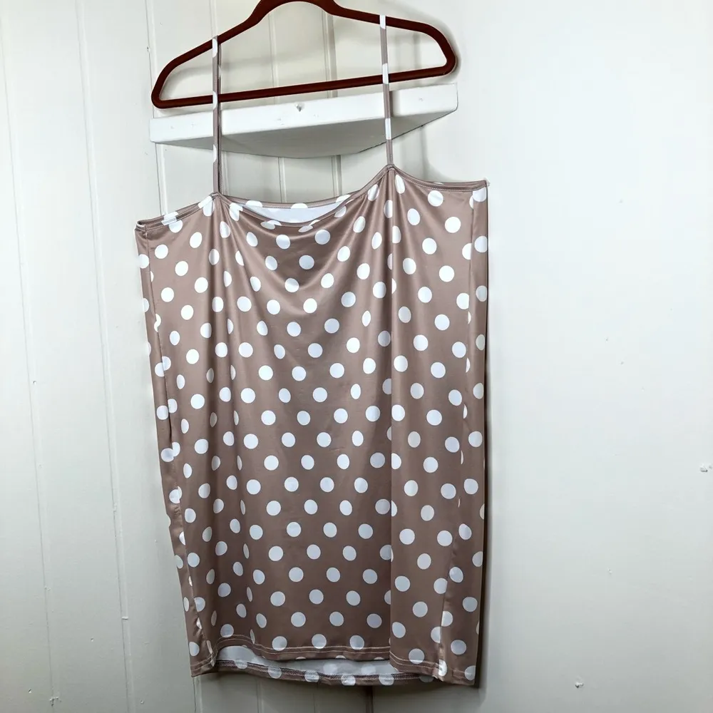 Tan Spaghetti Strap Dress with White Polkadots Size undefined - Image 2