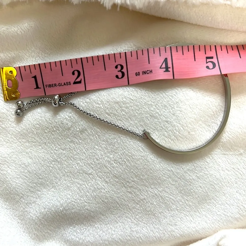 ADORINA bracelet curve bar slider for adjustable fit silver tone NIP - Image 9