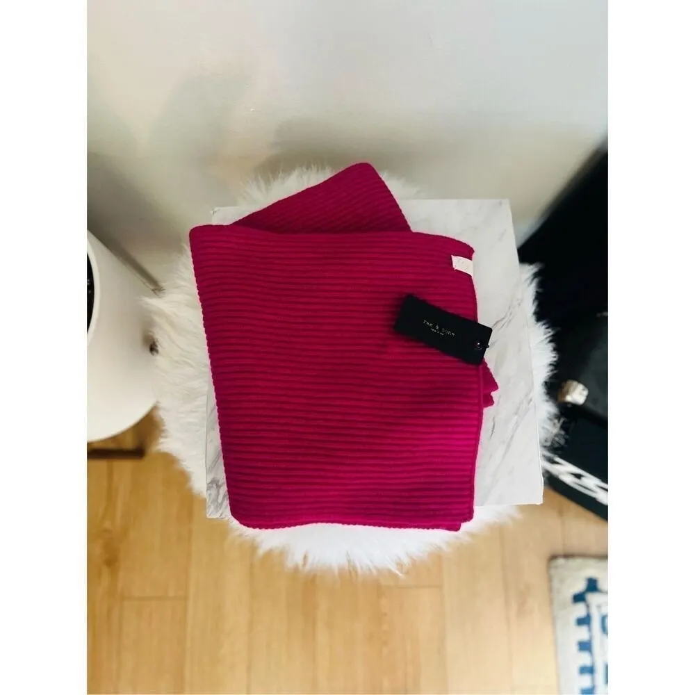 RAG & BONE Addie Cashmere Scarf Wrap, 100% Cashmere, Cozy Warm, Plum, NWT - Image 6