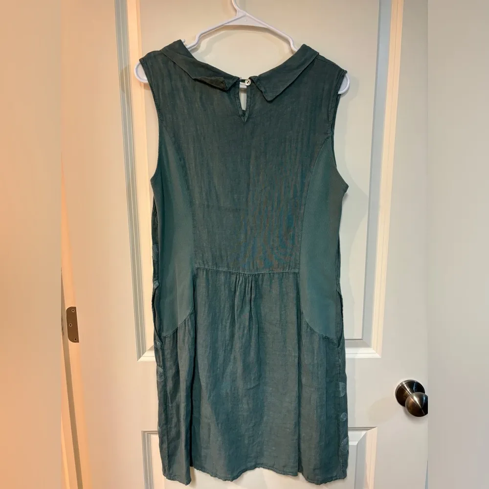 LINA TOMEI Linen Sleeveless Dress Color Sage Size M Green Size M - Image 6