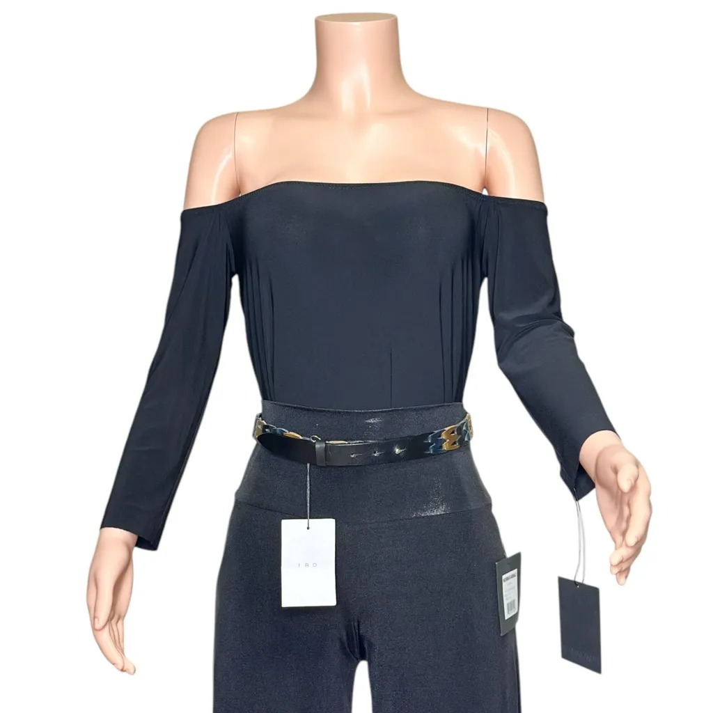 IRO Maloki Braided Leather Belt, Green Multi, T.85 - Image 11