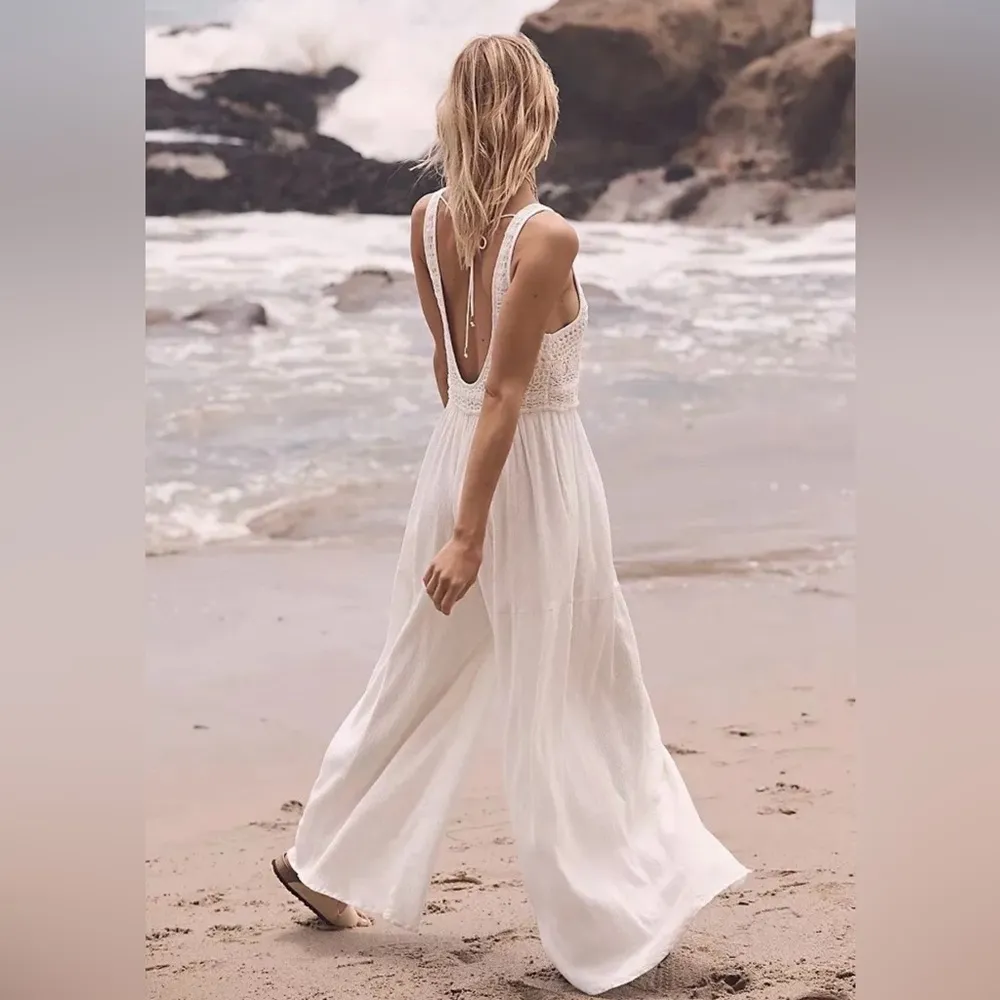 Free People Soleil jumpsuit romper crochet linen One Piece, XS - Image 3