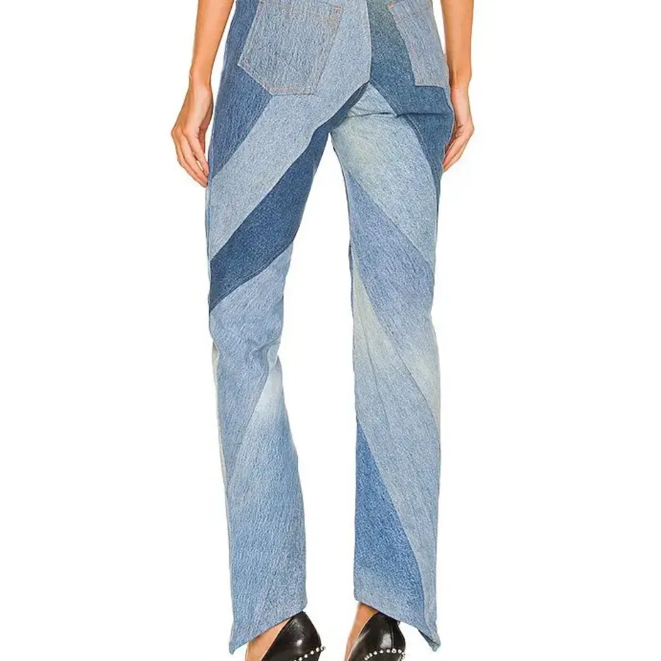 New! EB‎ Denim Vien Straight Leg in Blue Patchwork Size Small $400 - Image 4