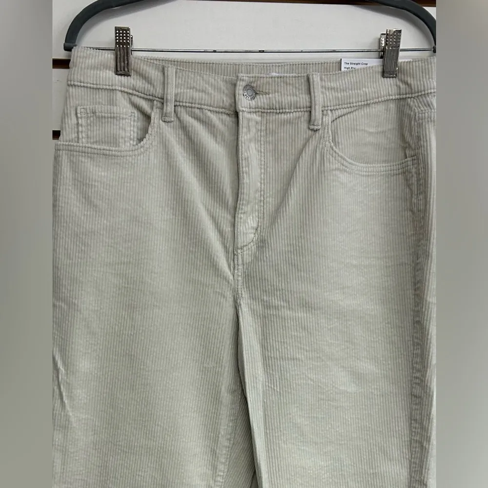 LOFT The Straight Crop High Rise Off White/Cream Corduroys Frayed Hem NWT 10/30 - Image 3