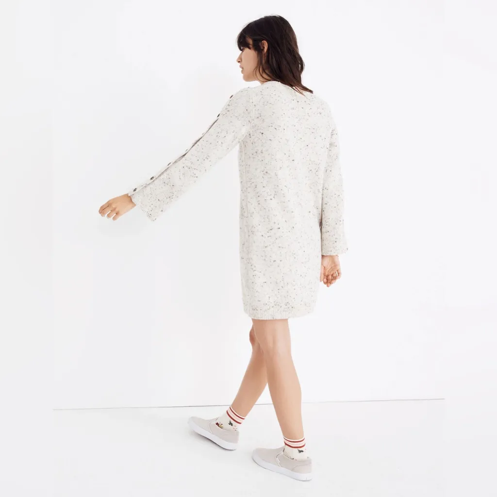 Madewell Donegal Snow Button Sleeve Sweater Dress XS - Image 11