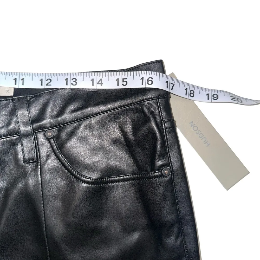 NWT Hudson Barbara Faux Leather Front Slits Black Pants 31 in Black Beauty - Image 8