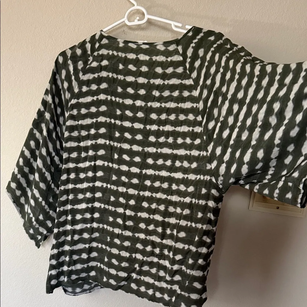 Westbound Olive and White Striped Blouse - Image 4