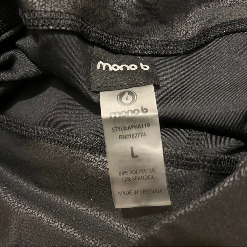 Mono B Foil High Waist Leggings APH6119 Moisture Wicking 4‎ Way Stretch Size L Black Size L - Image 9