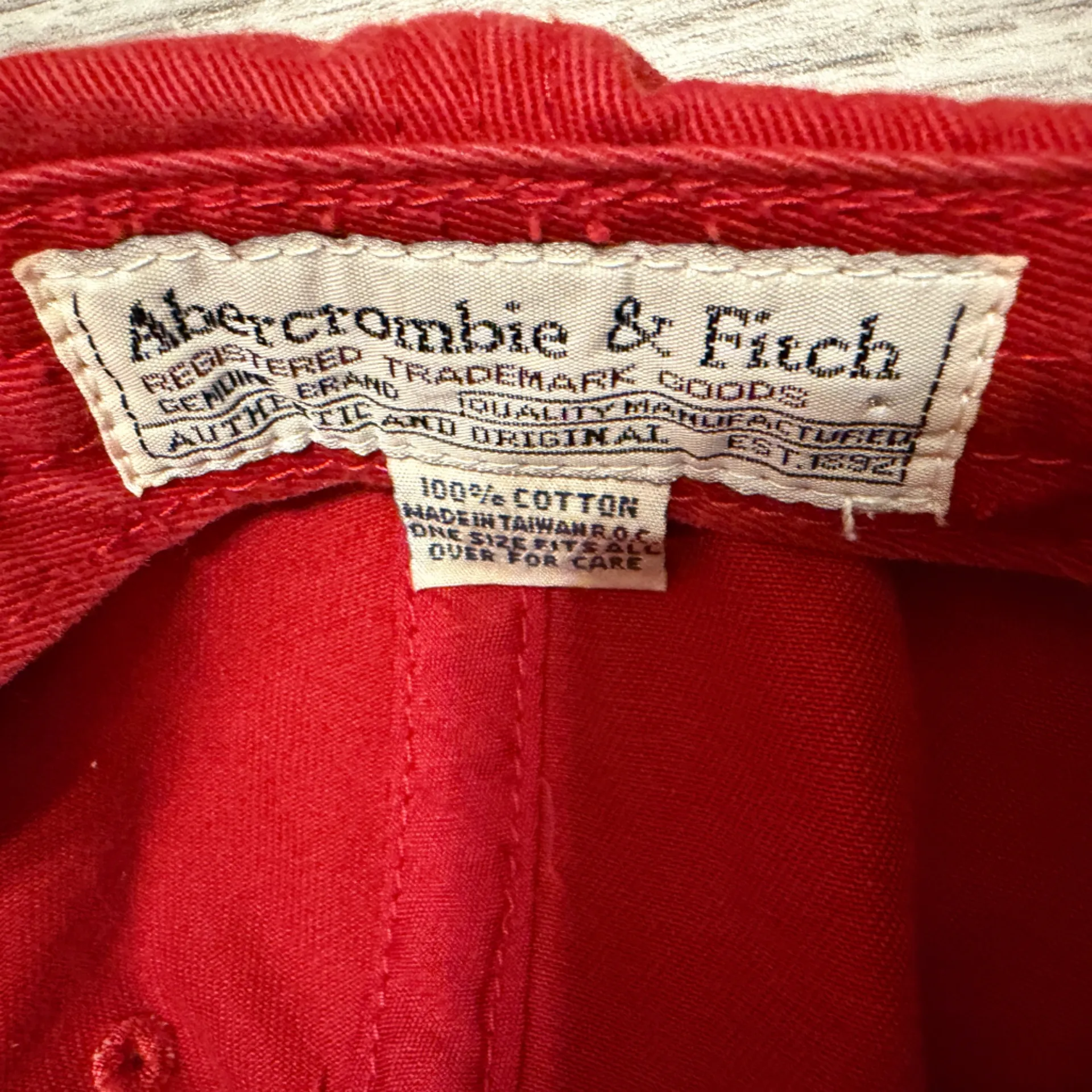 Abercrombie & Fitch AF 1892 Red Baseball Cap Leather Band Y2K 90s Vintage Retro - Image 4