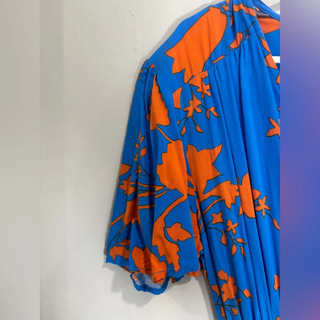 Abel the Label Anthropologie Blue & Orange Maxi Dress Hi Low Sundress Sun Dress - Image 6