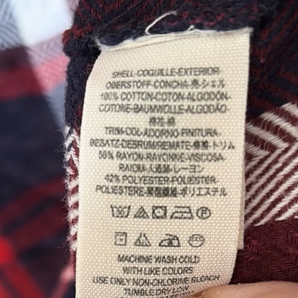 EUC Free People Easy Street Plaid Flannel Button Front Top Red Blue White Sz. XS - Image 9