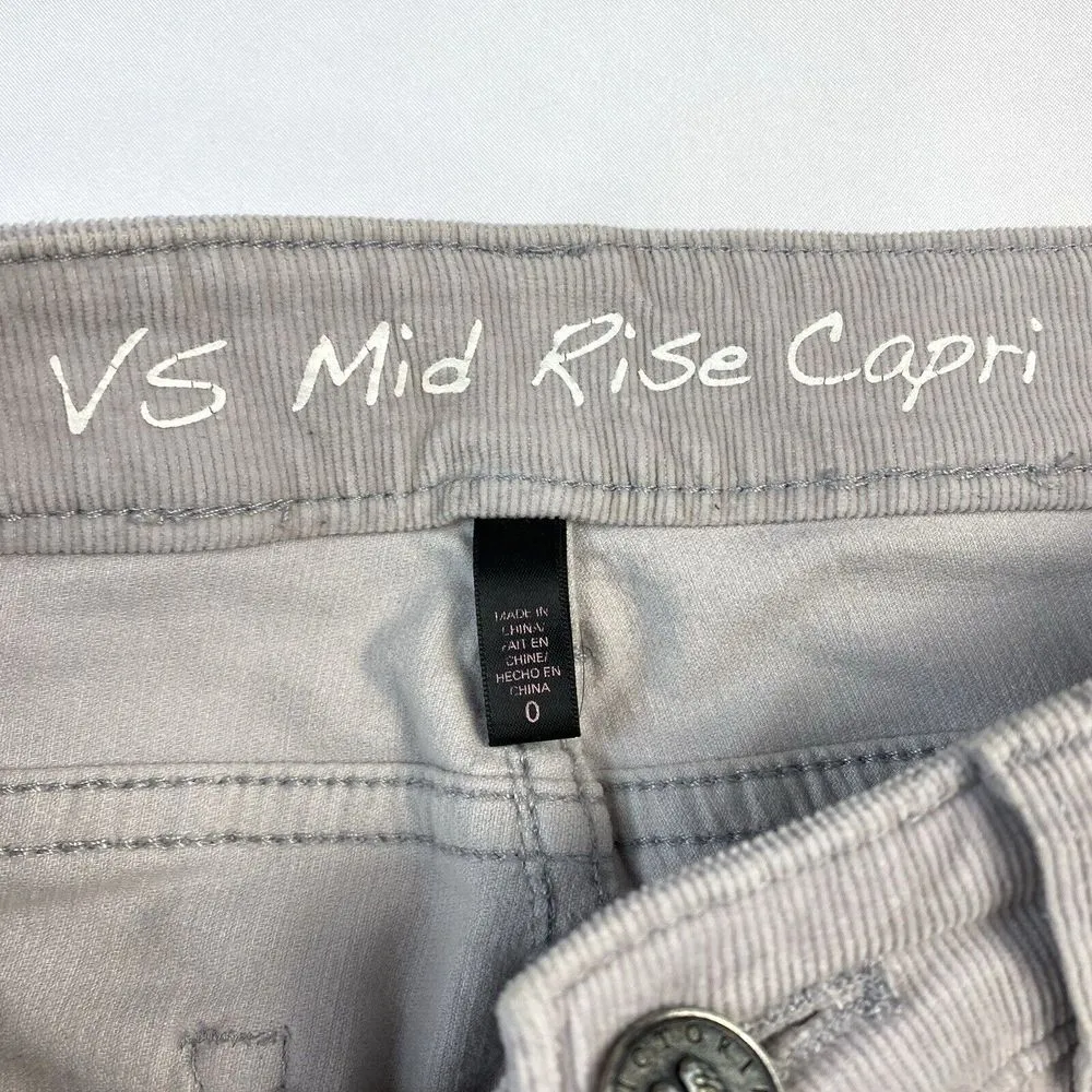 VICTORIA'S SECRET VS Mid Rise Capri Stone Gray Skinny Corduroy Pant Size‎ 0 Y2K - Image 4
