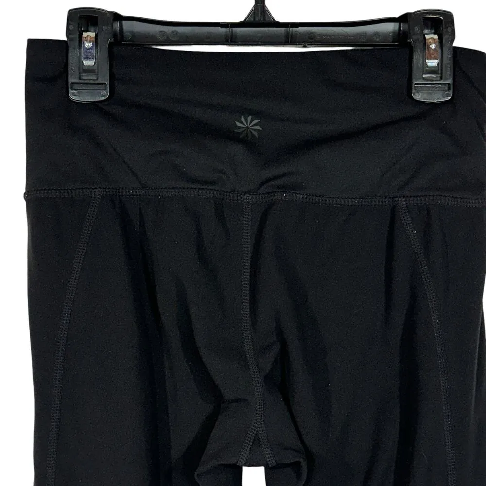 Athleta X-Small Capri Leggings Activewear Mesh Accent Elastic Waist Pocket Black - Image 5