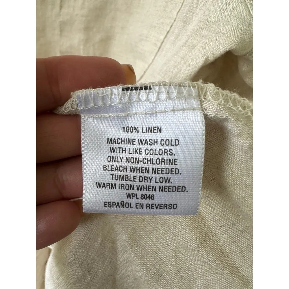 JM Collection Petite 100% Linen Mandarin Band Collar Button Down Shirt 14 - Image 6