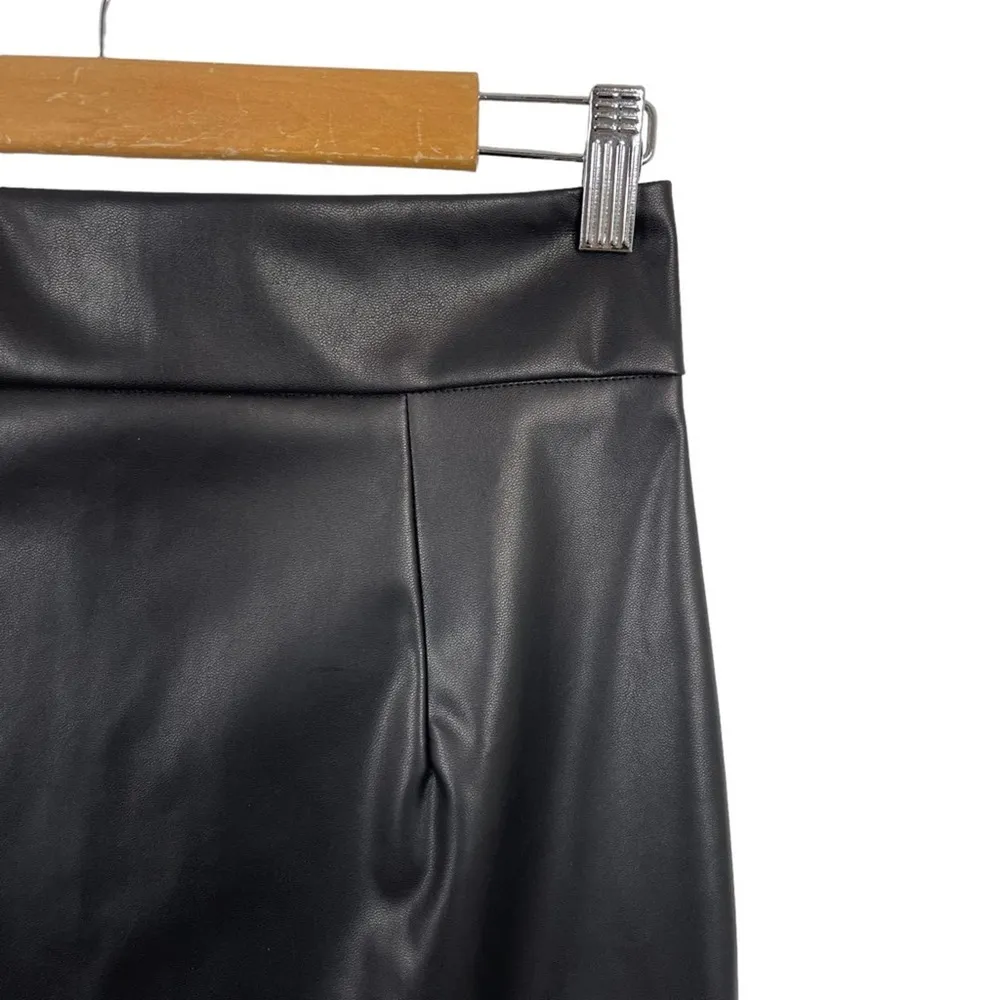 Aprll Black Faux Leather High Waist Midi Pencil Skirt Size Small - Image 6