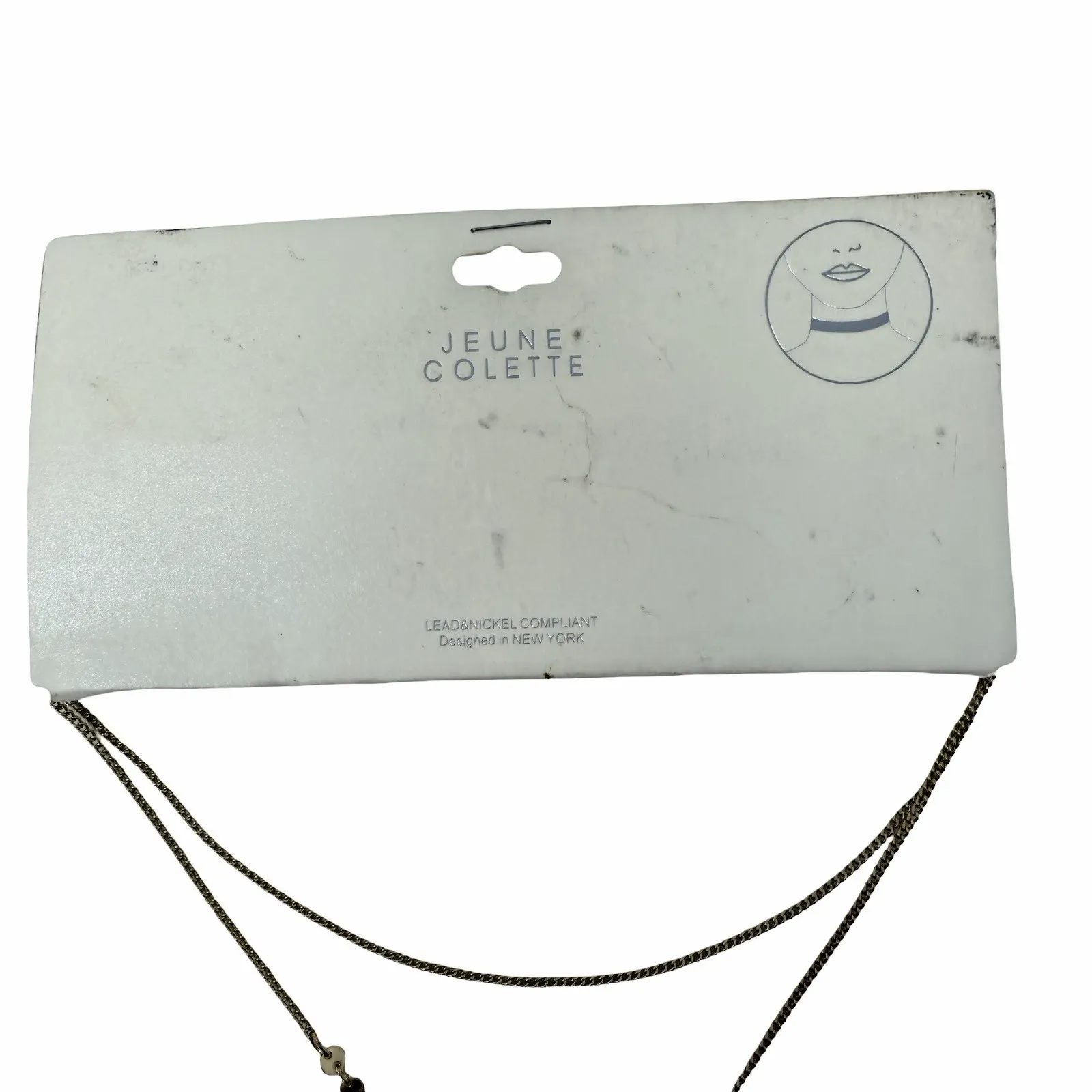 Jeanne Colette Gold Tone Layered Necklace Blue Stone Bar & Bead Tassels - Image 8