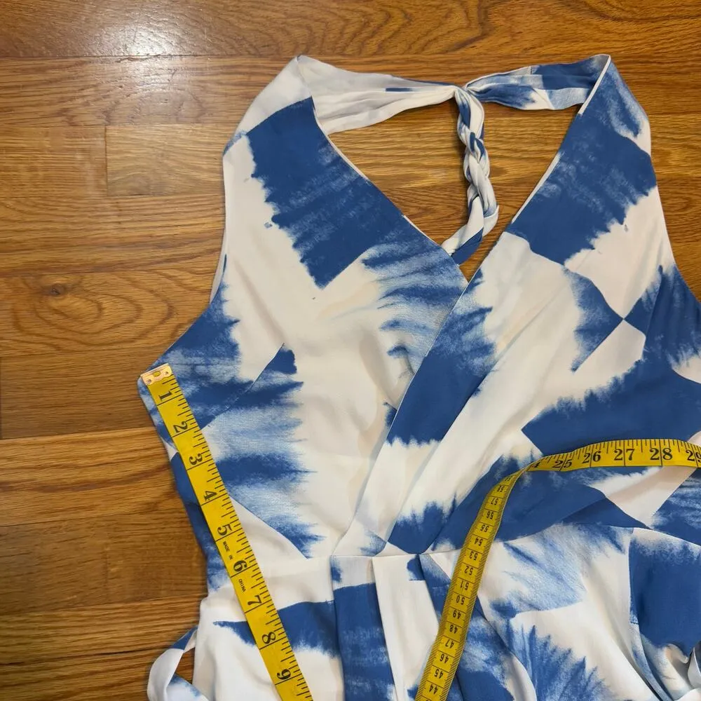 Equipment Femme  Alejandra Womens 10 Blue White Tie Dye Twist Strap Halter Dress - Image 6