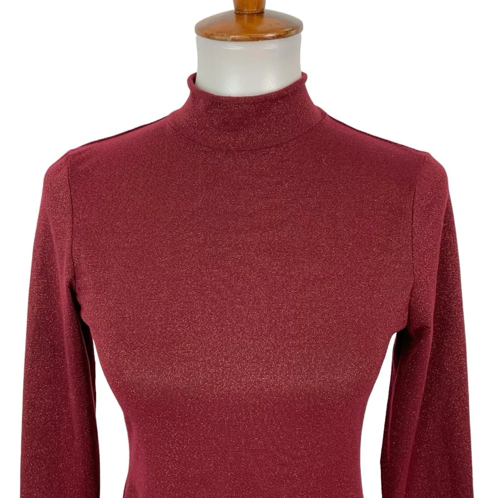 Anthropologie Daily Practice Bodysuit Small Maroon Shimmer Sexy Chic Y2K - Image 2