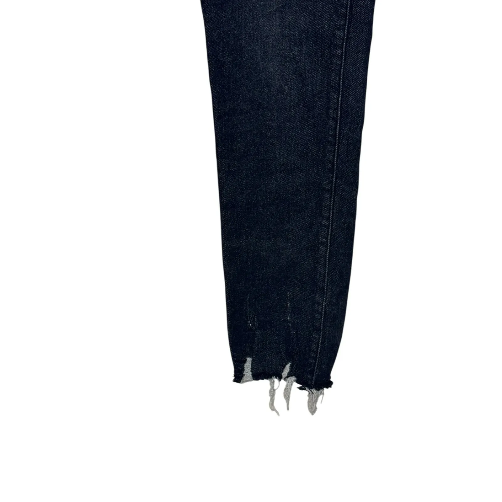Risen Women's Jeans Mid Rise Raw‎ Hem Skinny RDP1420 Denim Dark Wash Black 28/7 - Image 3