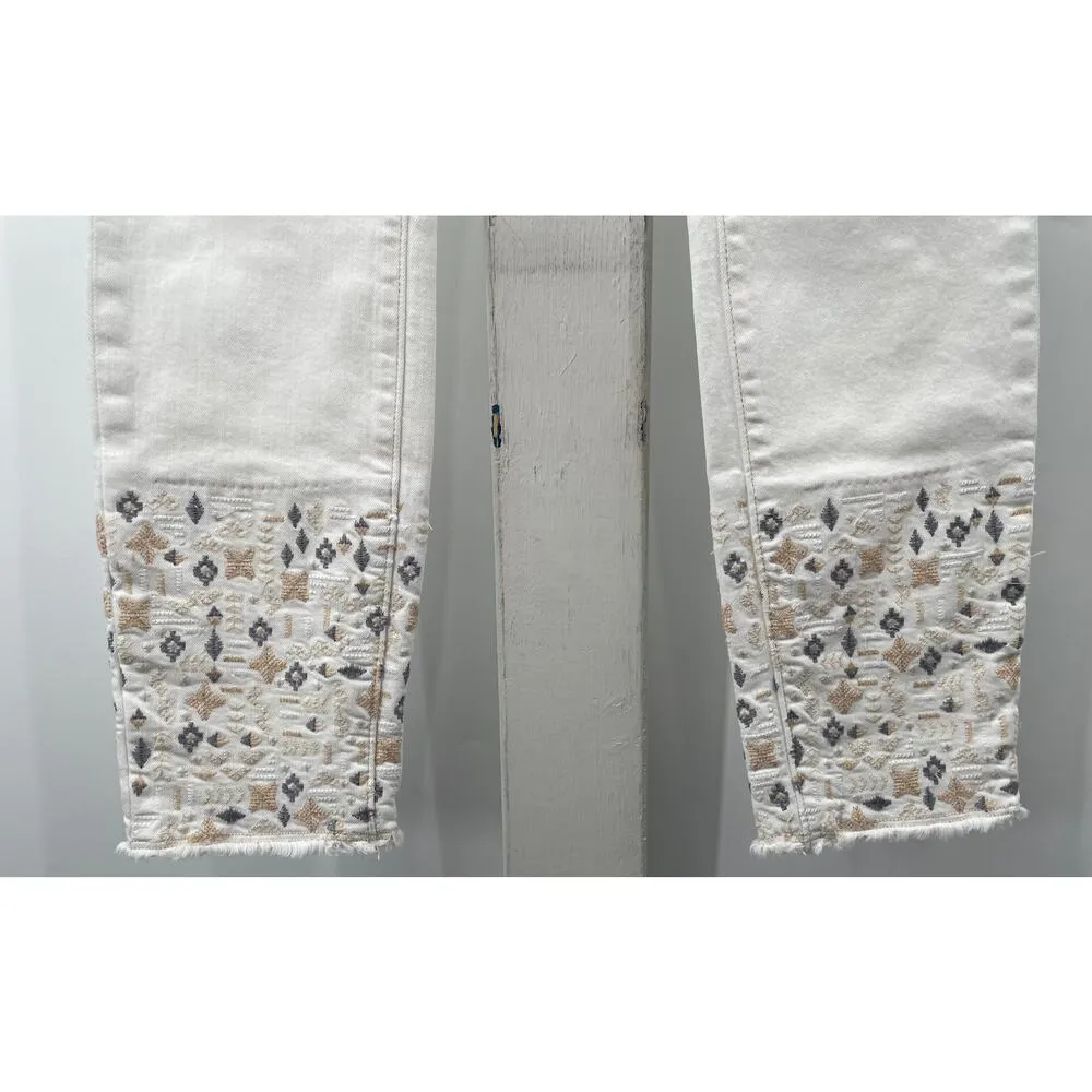 Pilcro and The Letterpress Fit Embroidered Raw Hem Jeans Women's Size 29 - Image 3