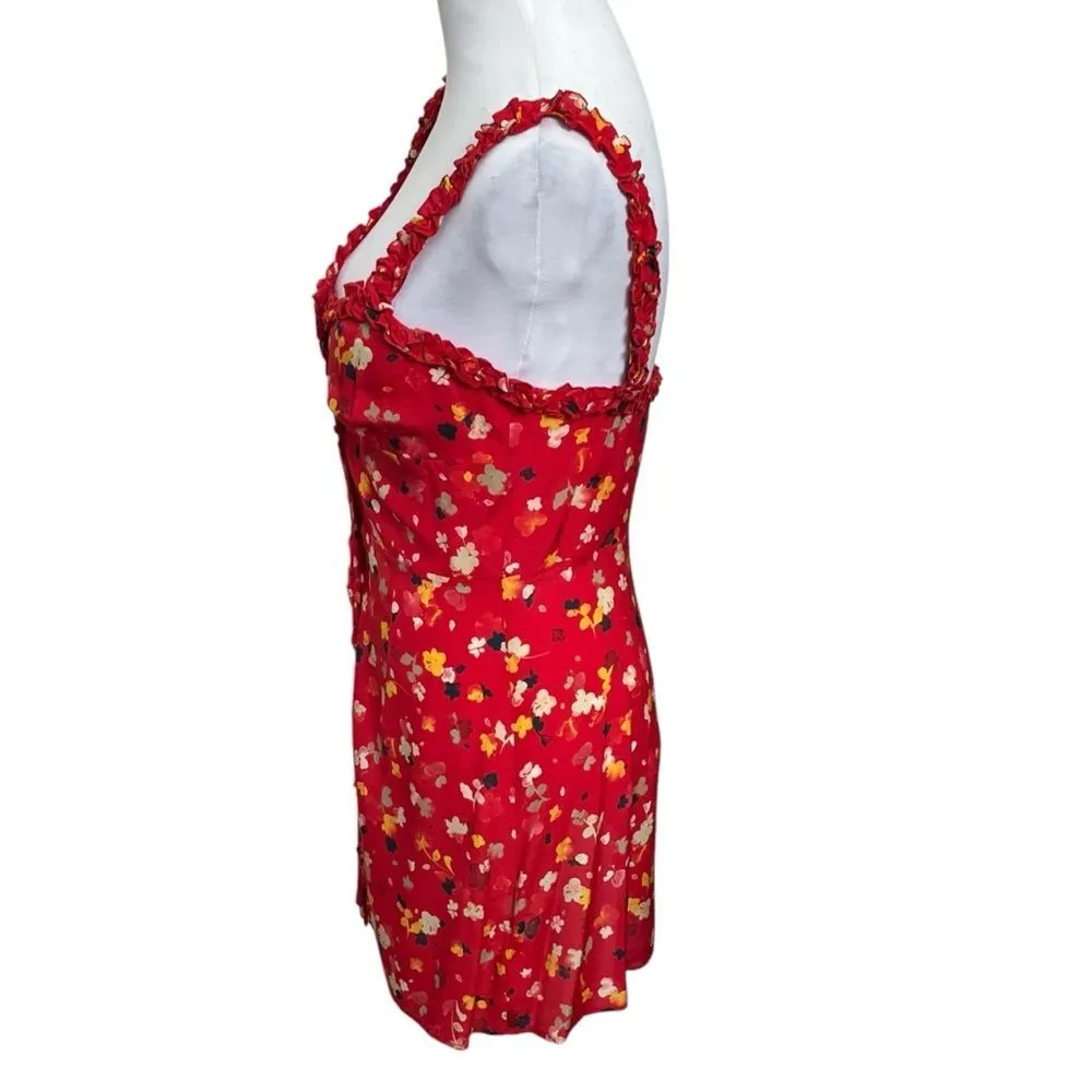 Realisation Par Julia Rouge Fleur Mini Dress Red Silk Women’s Size Small Floral - Image 6