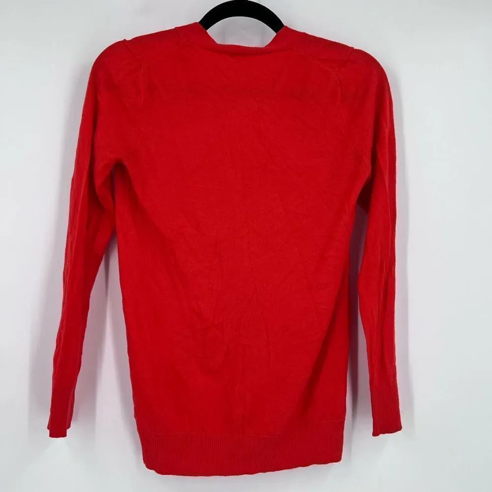J. Crew Blood Orange Merino‎ Wool Cardigan small button down Red - Image 6