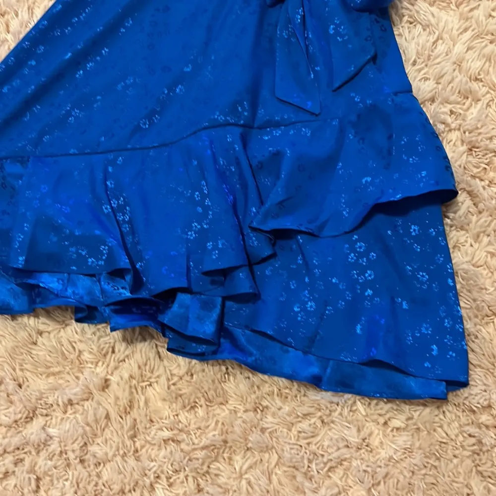 DKNY Blue Sleeveless Ruffle Wrap Dress - Image 5