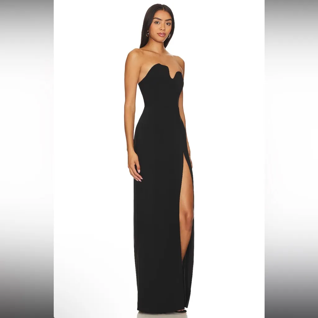 Amanda Uprichard  X Revolve Strapless Puzzle Gown Black - Image 3