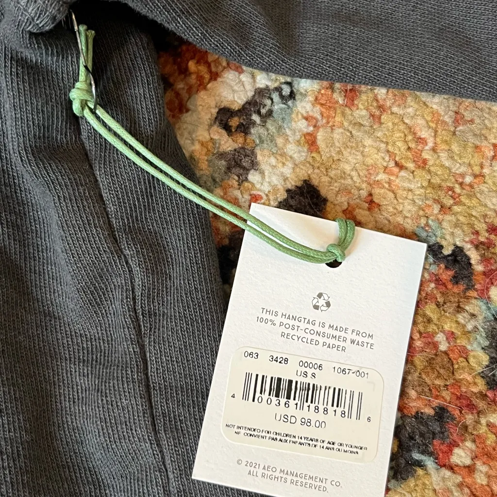 AE 77 American Eagle Premium nwt soft black charcoal cotton Crewneck S Blue - Image 7