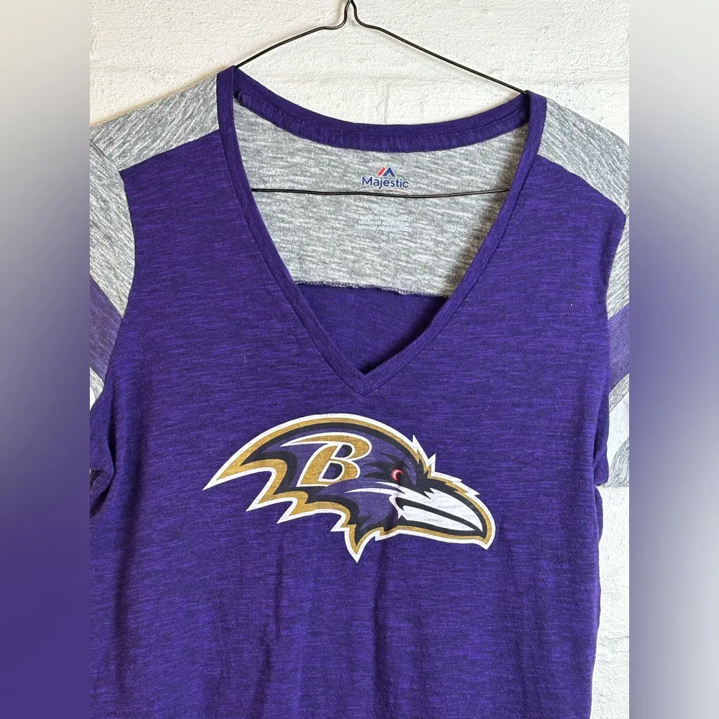 Majestic Woman’s Baltimore Ravens Casual Lightweight Vneck Short Sleeve Tee - Image 2