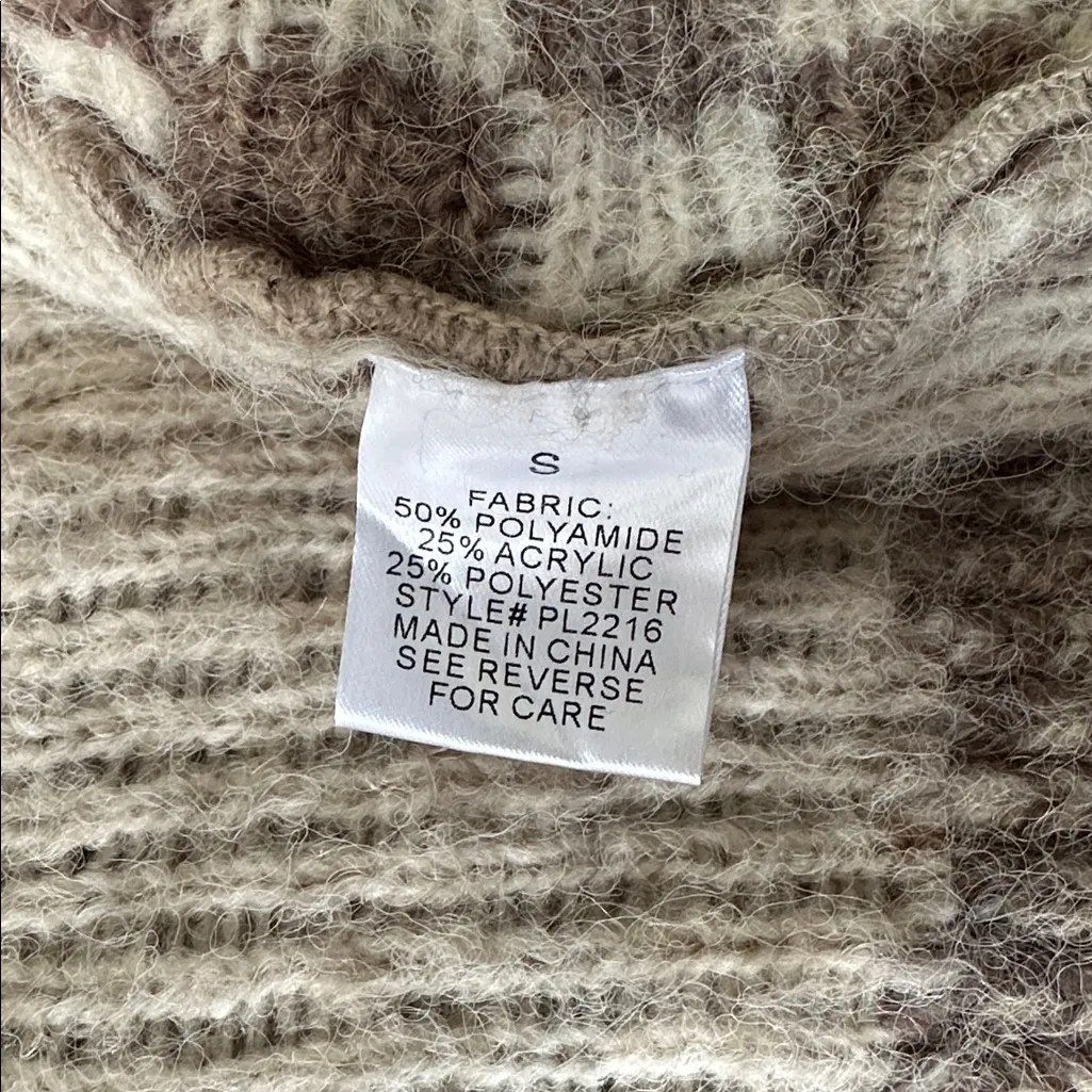 Pink Lily Sweater Cardigan Size S Brown/Cream - Image 4