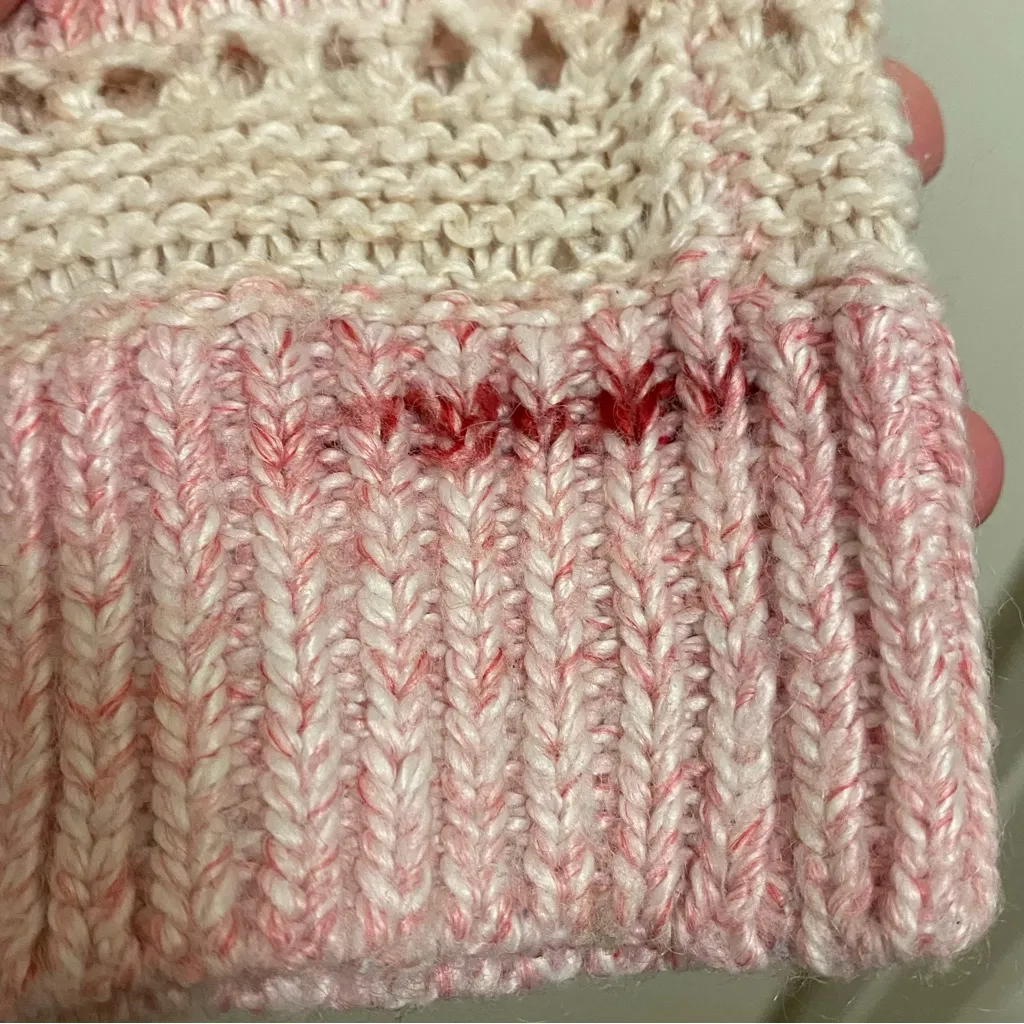 Garage Womens Crochet Knit Sweater L Large 42” Pink & Ivory Wool Blend READ - Image 4