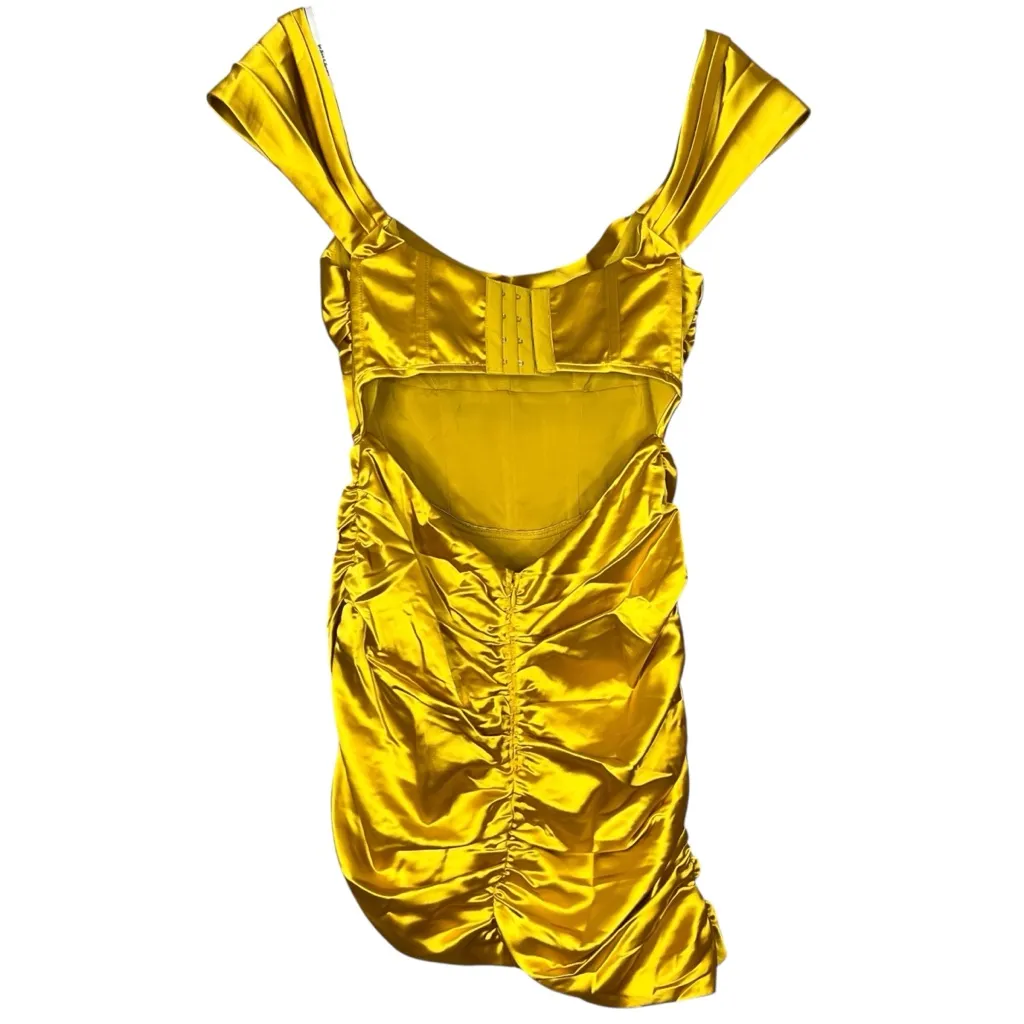 For Love and Lemons Drew Bustier Draped Mini Dress in Golden Yellow Size Med - Image 6
